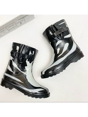 Coco Jumbo Girls Kids Zebra Rain Boots: Black White
